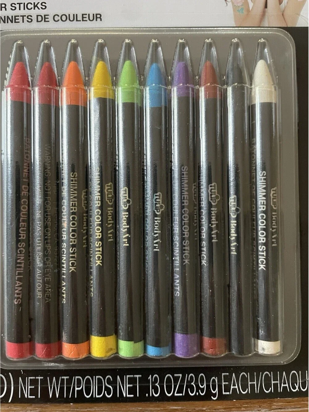 2 Pack - Tulip Body Art Shimmer Color Sticks (10-Count Set) New